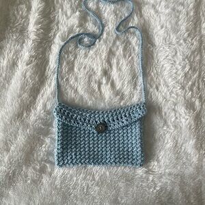 Handcrafted Blue Crochet Shoulder Bag